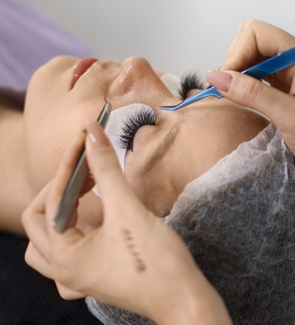 woman-wearing-eye-patches-high-angle